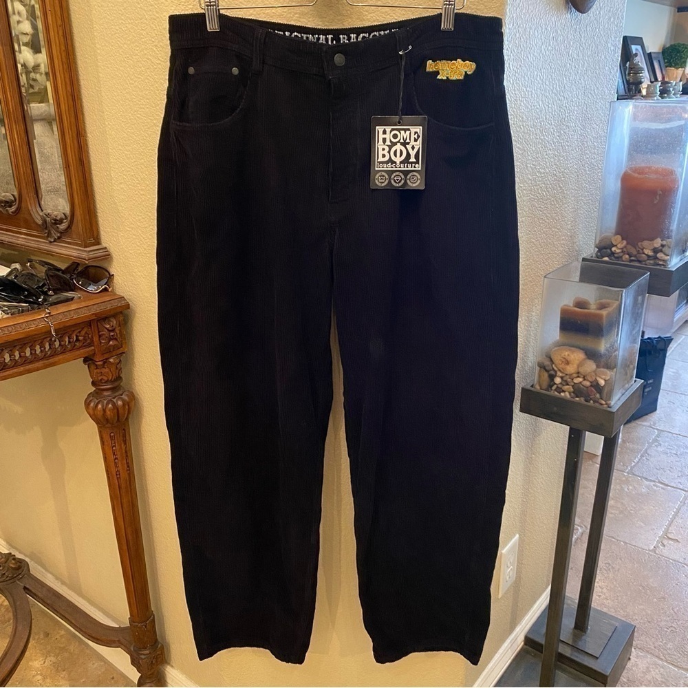NWT~HOME BOY LOUD-COUTURE X-Tra Black Corduroy The Original Baggy Pants Size 34